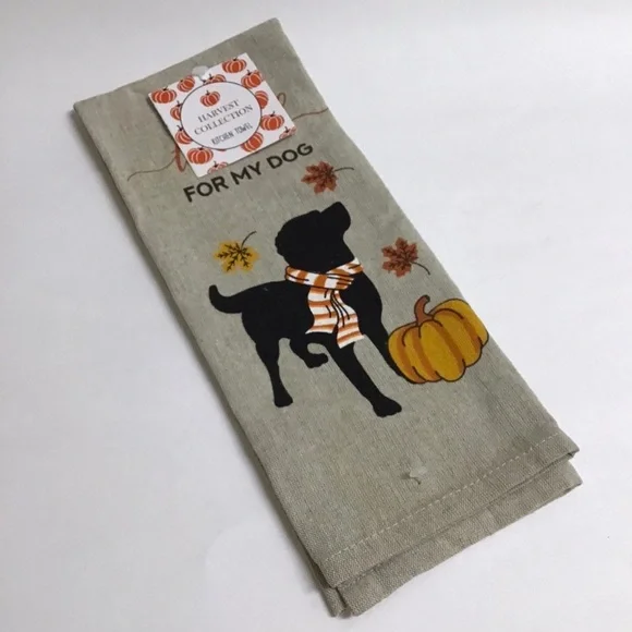 Fall Thankful For My Dog Kitchen Towel 100% Cotton Autumn Hand Tea Farmhouse NEW - Picture 6 of 6